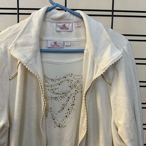 Quacker Factory top w jacket cream size 2x